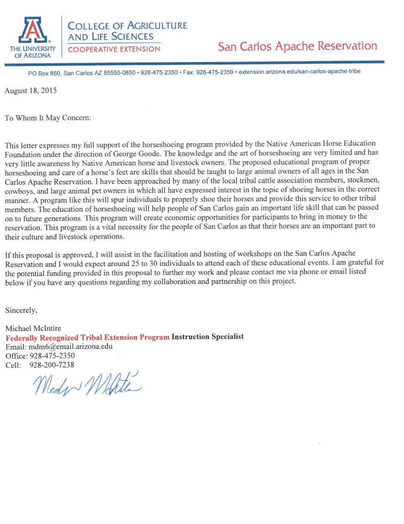 Letter of Support from College of Agriculture and Life Sciences, 2015